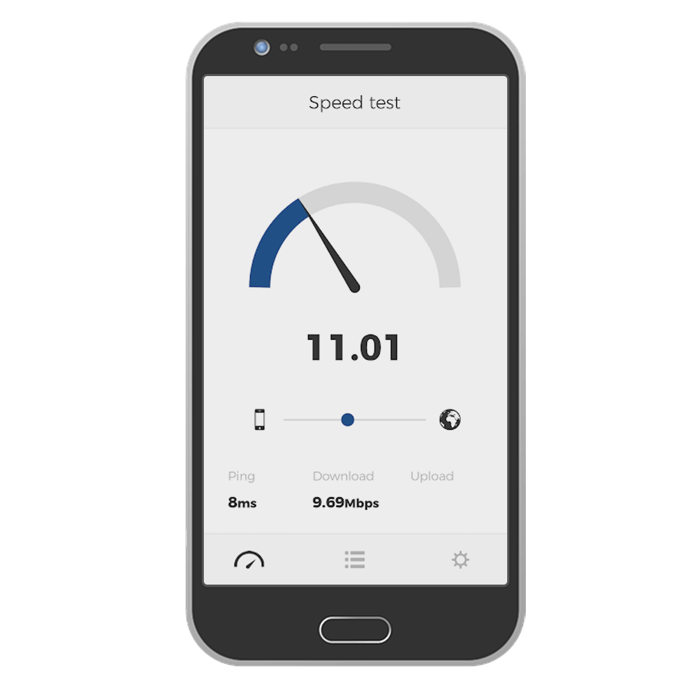 Prueba de velocidad en un dispositivo móvil